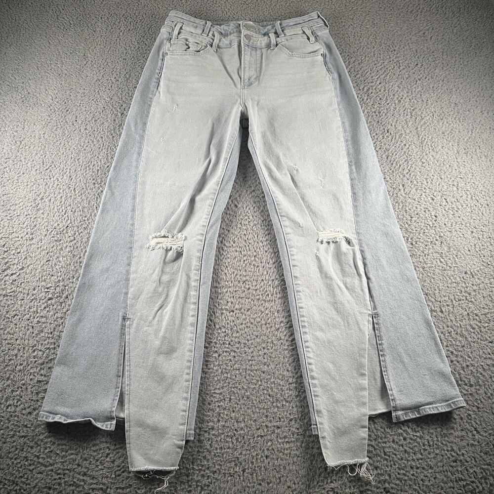 Driftwood Cece Wide Leg Jeans Womens 29x27 Blue High Rise Slit Raw Hem
